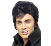 Elvis Peluca Negra Copete Oficial Autorizado Hombre Superstar Disfraz Accesorio