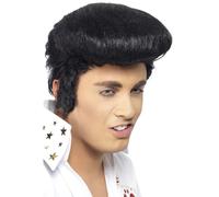 Elvis Peluca Rock Star 50s Celebridad Negra con Licencia Accesorio de Disfraz