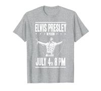 Elvis Presley 4 de Julio Concierto Camiseta, Hombre, Gris Jaspeado, 6XL
