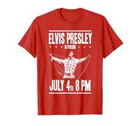 Elvis Presley 4 de Julio Concierto Camiseta, Hombre, Rojo, XL