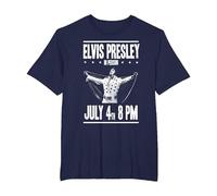 Elvis Presley 4 de Julio Concierto Camiseta, Hombre Tallas Grandes, Azul Marino, 5X Alto