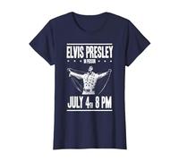 Elvis Presley 4 de Julio Concierto Camiseta, Mujer, Azul Marino, L