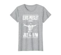 Elvis Presley 4 de Julio Concierto Camiseta, Mujer, Gris Jaspeado, XL