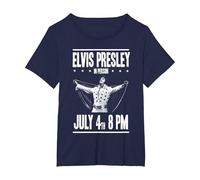 Elvis Presley 4 de Julio Concierto Camiseta, Mujer Tallas Grandes, Azul Marino, 6XL Grande