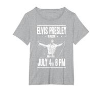 Elvis Presley 4 de Julio Concierto Camiseta, Mujer Tallas Grandes, Gris Jaspeado, 4XL Grande