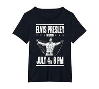 Elvis Presley 4 de Julio Concierto Camiseta, Mujer Tallas Grandes, Negro, 5XL Grande