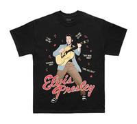 Elvis Presley Camiseta Unisex Oficial de Merch Iconic Lyric, Negro, XL