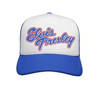 Elvis Presley Gorra de camionero de espuma ajustable con logotipo azul/blanco