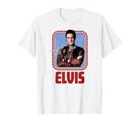 Elvis Presley - Guión Oficial de Rock N Roll Camiseta, Hombre, Blanco, 5XL