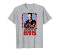 Elvis Presley - Guión Oficial de Rock N Roll Camiseta, Hombre, Gris Jaspeado, XXL