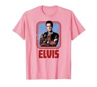 Elvis Presley - Guión Oficial de Rock N Roll Camiseta, Hombre, Rosado, M
