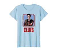 Elvis Presley - Guión Oficial de Rock N Roll Camiseta, Mujer, Azul Bebé, 3XL