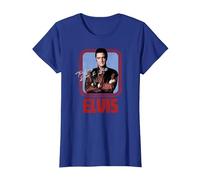 Elvis Presley - Guión Oficial de Rock N Roll Camiseta, Mujer, Azul Real, M