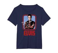 Elvis Presley - Guión Oficial de Rock N Roll Camiseta, Mujer Tallas Grandes, Azul Marino, 6XL Grande