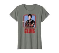 Elvis Presley - Guión Oficial de Rock N Roll Camiseta, Mujer, Verde Militar Jaspeado, 3XL