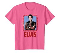 Elvis Presley - Guión Oficial de Rock N Roll Camiseta, Niños, Rosa Jaspeado, 4 años