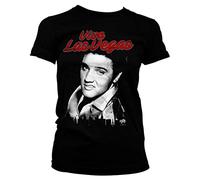 ELVIS PRESLEY Licenciado Oficialmente Elvis - Viva Las Vegas Mujer Camiseta (Negro), Small