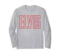 Elvis Presley Official 68 Comeback Sign Manga Larga, Unisex para Adultos, Gris Jaspeado, XXL