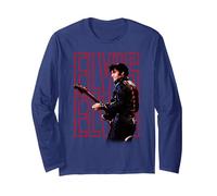 Elvis Presley Official 68 Comeback Special Manga Larga, Unisex para Adultos, Azul Marino, S