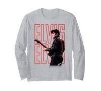 Elvis Presley Official 68 Comeback Special Manga Larga, Unisex para Adultos, Gris Jaspeado, XXL