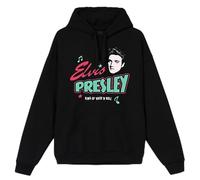 ELVIS PRESLEY Sudadera con Capucha Unisex Oficial Merch Blue/Black Logo, Negro, XXL