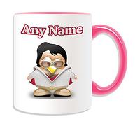 Elvis Presley - Taza de regalo personalizable (diseño de personajes de famosos de historia de pingüinos), mensaje de nombre, mensaje único de estrella tonta, divertida, cantante y bailarín