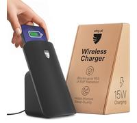 Elvy Advanced EMF Blocker Qi Cargador inalámbrico: Dispositivo de Ayuda para Dormir con protección EMF, Cargador rápido y Compatible con Qi con Bloqueador de radiación para teléfonos celulares (Negro