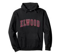 Elwood Indiana Souvenir College Style Red Text Sudadera con Capucha