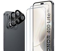 ELYCO Cristal Templado para Honor 400 Lite, 2 Piezas Protector de Pantalla + 2 Piezas Protector de Lente Cámara, 9H Dureza Anti-Rasguños, Sin Burbujas HD Vidrio Templado