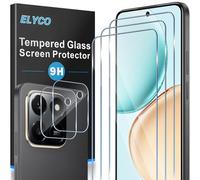 ELYCO Cristal Templado para Honor 400 Smart 4G, 3 Piezas Protector de Pantalla + 2 Piezas Protector de Lente Cámara, 9H Dureza Anti-Rasguños, HD Transparente