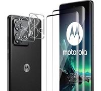 ELYCO Cristal Templado para Motorola Moto Edge 40 Neo, 2 Piezas Protector de Pantalla + 2 Piezas Protector de Lente Cámara, 9H Dureza Anti-Rasguños, Sin Burbujas HD Vidrio Templado