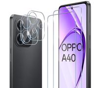 ELYCO Cristal Templado para OPPO A40/A40M 4G/A60 5G, 2 Piezas Protector de Pantalla + 2 Piezas Protector de Lente Cámara, 9H Dureza Anti-Rasguños, HD Transparente