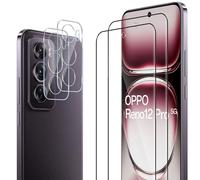 ELYCO Cristal Templado para OPPO Reno 12 Pro 5G, 2 Piezas Protector de Pantalla + 2 Piezas Protector de Lente Cámara, 9H Dureza Anti-Rasguños, HD Transparente
