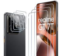 ELYCO Cristal Templado para Realme GT 7/GT 7T 5G, 3 Piezas Protector de Pantalla + 3 Piezas Protector de Lente Cámara, 9H Dureza Anti-Rasguños, HD Transparente