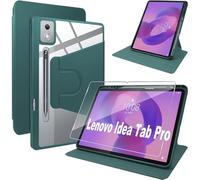 ELYCO Funda para Lenovo Idea Tab Pro 12.7 Pulgadas, Cover Protectora Giratoria 360 Grados + Protector de Pantalla, Soporte Plegable/Ranura para Bolígrafo, Acrílico Transparente, Verde