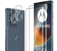 ELYCO Protector de Pantalla para Motorola Moto Edge 50 Fusion, 2 Piezas Cristal Templado + 2 Piezas Protector de Lente Cámara, 9H Dureza Anti-Rasguños, Sin Burbujas HD Vidrio Templado