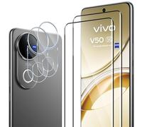 ELYCO Protector de Pantalla para VIVO V50 5G, 2 Piezas Cristal Templado + 2 Piezas Protector de Lente Cámara, 9H Dureza Anti-Rasguños, Sin Burbujas HD Vidrio Templado