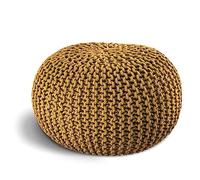 ELYFLAIR® Puf de punto hecho a mano, diámetro de 55 cm, puf cojín cojín cojín puf