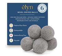 ELYN Bolas secadoras de lana, 6 unidades, XL, 100% lana de Nueva Zelanda, reutilizables y hechas a mano, sin fragancia, suavizante de telas natural, reduce las arrugas y disminuye el tiempo de secado