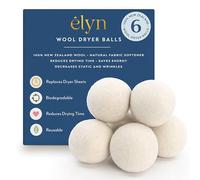 ELYN Bolas secadoras de lana, 6 unidades, XL, 100% lana de Nueva Zelanda, reutilizables y hechas a mano, sin fragancia, suavizante de telas natural, reduce las arrugas y disminuye el tiempo de secado