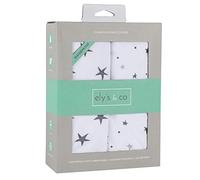 Ely's & Co. Patente pendiente de patente - Juego de 2 sábanas de cuna para bebé niño - 100% algodón, jersey de algodón con forro impermeable, diseño de estrellas grises