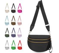 Elysir Crossbody Bag, Elysir Large Bum Bag for Women, Adjustable Strap, Lightweight Waterproof, Double Pockets (Black)