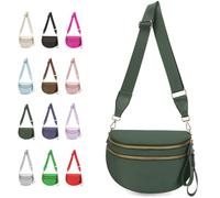 Elysir Crossbody Bag, Elysir Large Bum Bag for Women, Adjustable Strap, Lightweight Waterproof, Double Pockets (Dark Green)