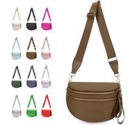 Elysir Crossbody Bag, Elysir Large Bum Bag for Women, Adjustable Strap, Lightweight Waterproof, Double Pockets (Coffee)