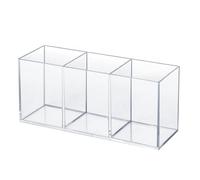 elysolpluv Portalápices acrílico transparente con 3 compartimentos, ideal para almacenamiento de oficina, dormitorio y baño