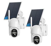 ELYSOO Cámara de seguridad celular 4G LTE, paquete de 2 cámaras solares para exteriores, no necesita WiFi para granja y rancho, vista de 360°, visión nocturna 2K, incluye tarjeta SIM (compatible con