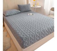 ELYSYSRL Funda de Colchón 150x200 90x200 180x200 Protector de Colchón Acolchado Transpirable y Ajustable Microfibra Relleno Poliester Cubrecolchón Cubre Colchon (Solo 1 sábana)(Dark Gray,90x200cm)