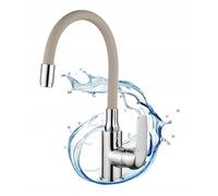 Elza - Grifo de cocina flexible con caño flexible, color beige