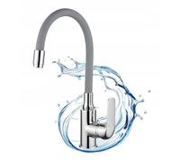 Elza - Grifo de cocina flexible con caño flexible, color gris