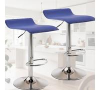 ELZEM PU Leather Bar Stool Set of 2,Island Chairs with Adjustable Height & 360° Swivel - Heavy Duty 330lbs Capacity Modern Counter Height Stool For Kitchen Island,Bar,Home Office(Blue)